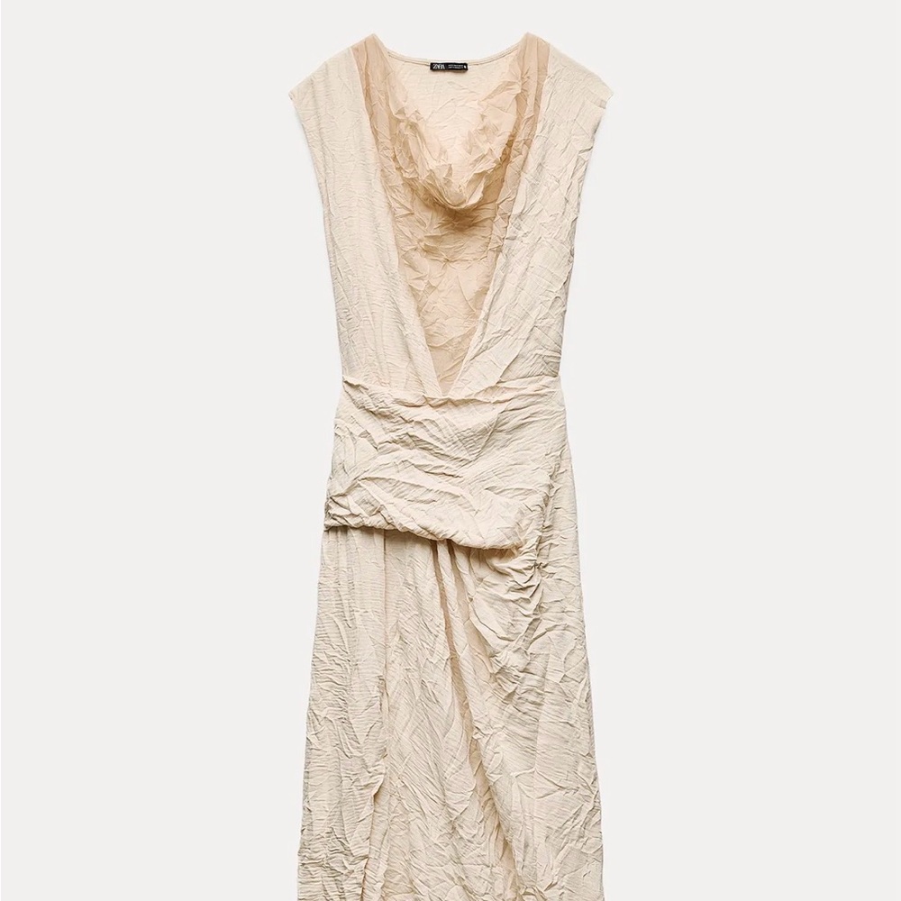 Zara Cream Backless Dress small beige